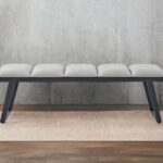 57" Modern Light Gray Faux Leather Upholstered Bench 11 57" Modern Light Gray Faux Leather Upholstered Bench
