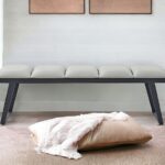 57" Modern Light Gray Faux Leather Upholstered Bench 15 57" Modern Light Gray Faux Leather Upholstered Bench