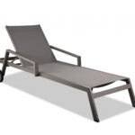 Set of 2 Modern Taupe Aluminum Adjustable Chaise Lounges
