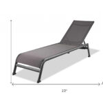 Set of Two 23" Taupe Modern Metal Outdoor Chaise Lounges