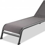 Set of Two 23" Taupe Modern Metal Outdoor Chaise Lounges
