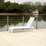 23" White and Silver Modern Chaise Lounge, Set of 2