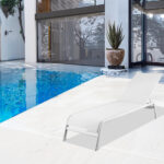 23" White and Silver Modern Chaise Lounge, Set of 2