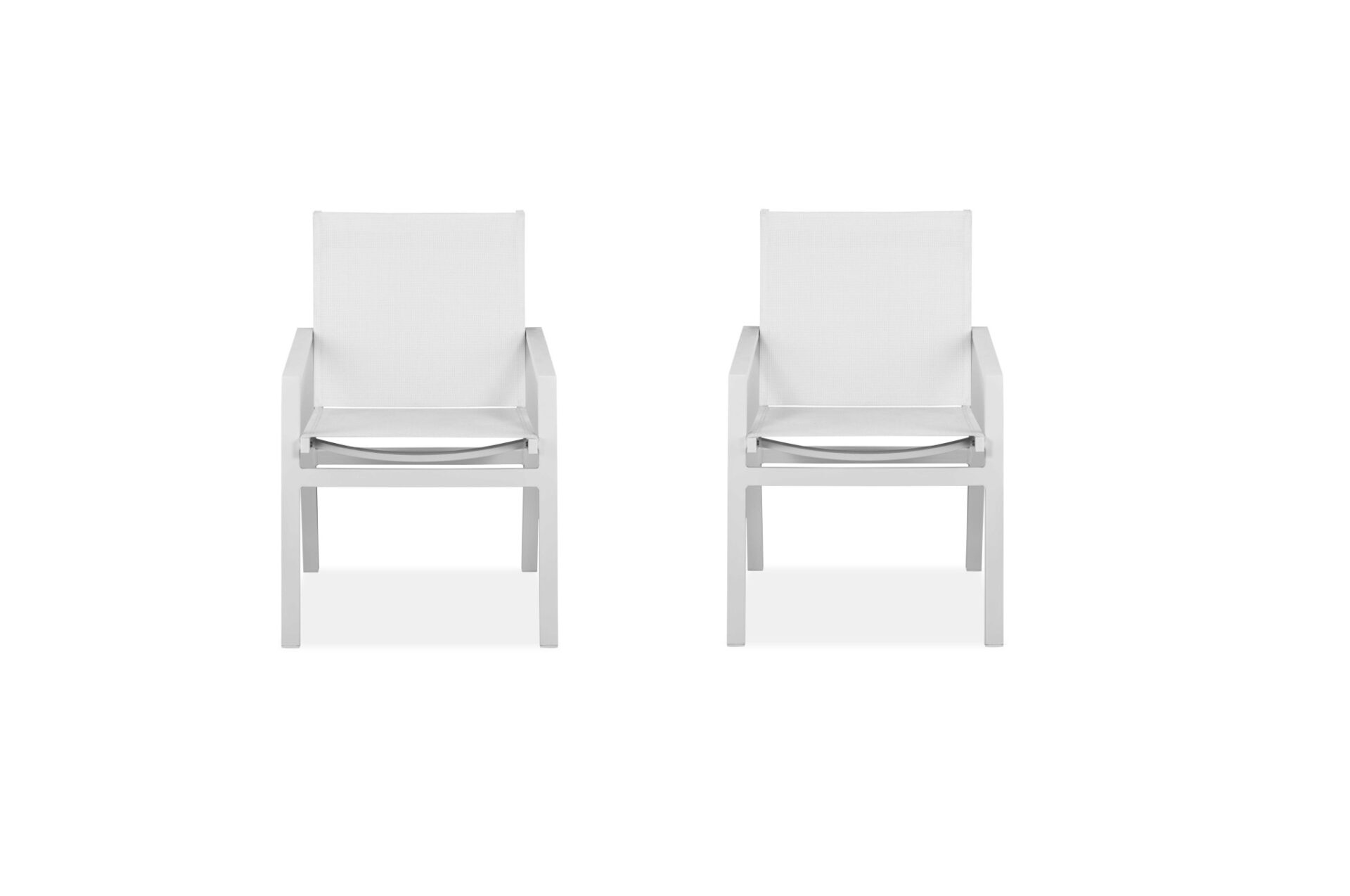 22" White Metal Armchairs, Indoor Outdoor Dining Set of 2 1 22" White Metal Armchairs, Indoor Outdoor Dining Set of 2