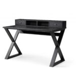 Black Solid Wood Writing Desk With Two Drawers 51 Inches