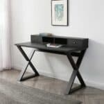 Black Solid Wood Writing Desk With Two Drawers 51 Inches