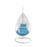 40" Blue Metal Outdoor Swing Chair with Cushion
