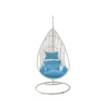 40" Blue Metal Outdoor Swing Chair with Cushion