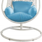 40" Blue Metal Outdoor Swing Chair with Cushion