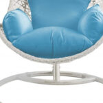 40" Blue Metal Outdoor Swing Chair with Cushion