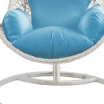 40" Blue Metal Outdoor Swing Chair with Cushion