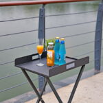 Gray Aluminum Indoor Outdoor Contemporary End Table