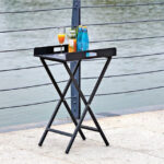 Gray Aluminum Indoor Outdoor Contemporary End Table