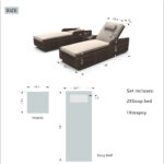 78" Brown Outdoor Chaise Lounge with Beige Cushion, Set of 2