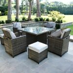 Nine Piece Modern Clear and Gray Glass Dining Set
