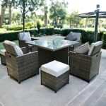Nine Piece Modern Clear and Gray Glass Dining Set