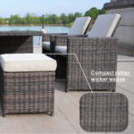 11 Piece Gray Glass Outdoor Dining Set with Wicker Base