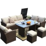 179.85" Brown 7-Piece Rattan Outdoor Sectional Sofa Set