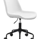 White Mid-Century Modern Office Chair with Adjustable Height and Wheels 12 White Mid-Century Modern Office Chair with Adjustable Height and Wheels