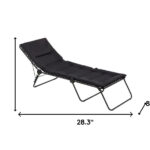 28" Black and Steel Outdoor Chaise Lounge with Black Cushion
