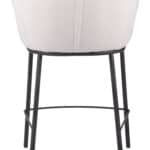 Ivory Teddy Fabric Barstool with Black Steel Frame and Armrest