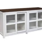 Farmhouse Pine Display Cabinet Mystic Brown and White 68 Inch 6 Farmhouse Pine Display Cabinet Mystic Brown and White 68 Inch