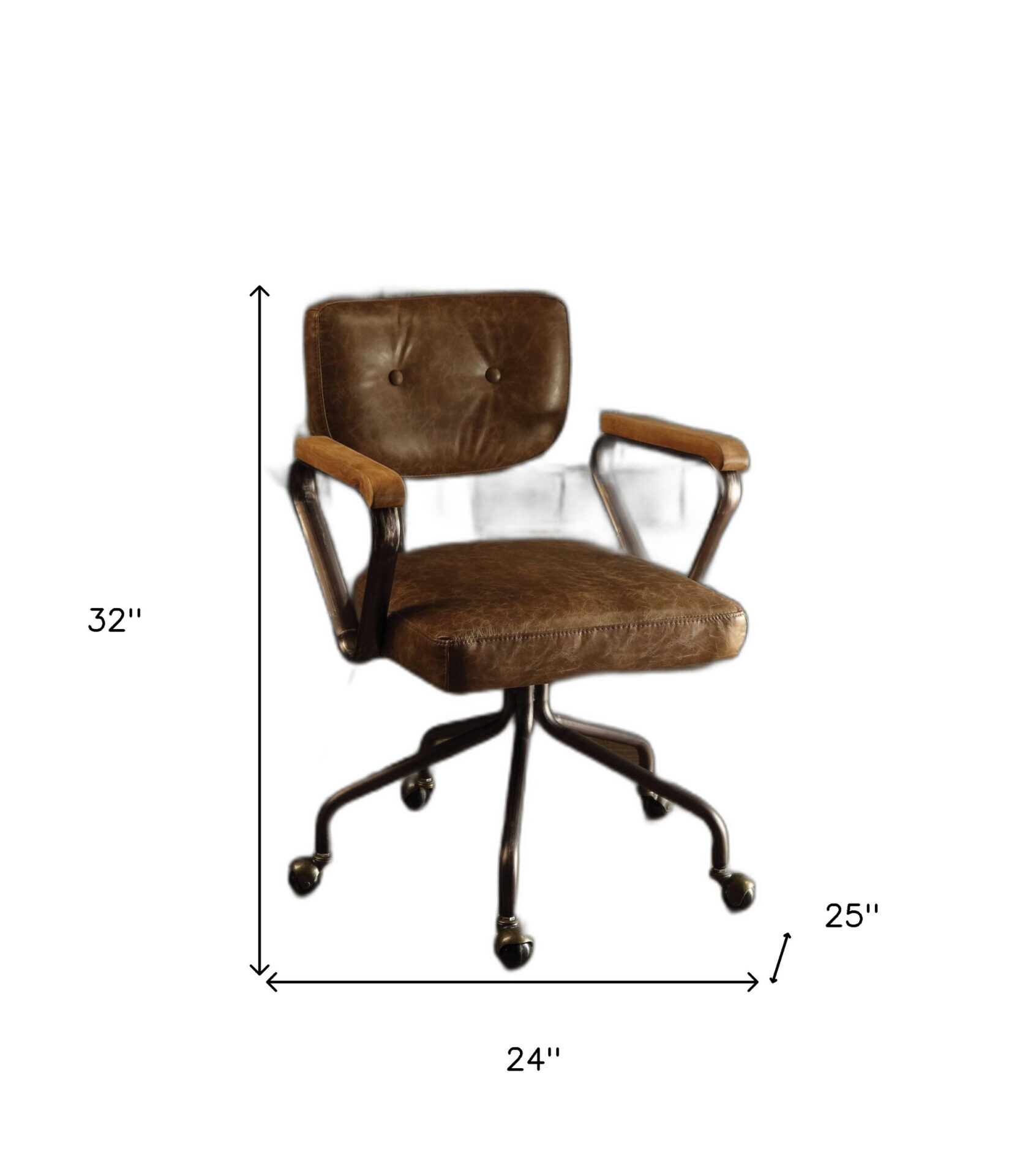 32-Inch Tufted Faux Leather Swivel Office Chair with Casters 6 32-Inch Tufted Faux Leather Swivel Office Chair with Casters - Image 6