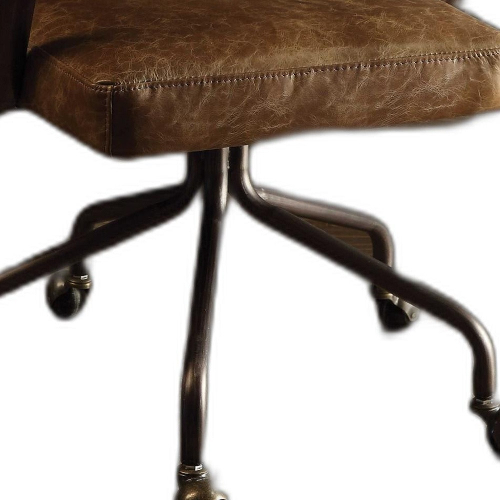 32-Inch Tufted Faux Leather Swivel Office Chair with Casters 3 32-Inch Tufted Faux Leather Swivel Office Chair with Casters - Image 3