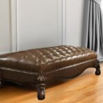 65" Brown Faux Leather Upholstered Tufted Bench, Seats 2 6 65" Brown Faux Leather Upholstered Tufted Bench, Seats 2
