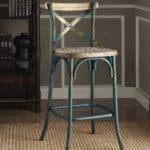 21-Inch Brown and Turquoise Wood and Metal Bar Stool 15 21-Inch Brown and Turquoise Wood and Metal Bar Stool