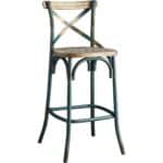 21-Inch Brown and Turquoise Wood and Metal Bar Stool 9 21-Inch Brown and Turquoise Wood and Metal Bar Stool