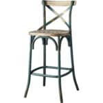 21-Inch Brown and Turquoise Wood and Metal Bar Stool 11 21-Inch Brown and Turquoise Wood and Metal Bar Stool