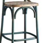 21-Inch Brown and Turquoise Wood and Metal Bar Stool 12 21-Inch Brown and Turquoise Wood and Metal Bar Stool