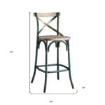 21-Inch Brown and Turquoise Wood and Metal Bar Stool 16 21-Inch Brown and Turquoise Wood and Metal Bar Stool