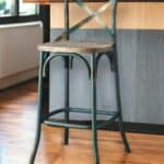 21-Inch Brown and Turquoise Wood and Metal Bar Stool 10 21-Inch Brown and Turquoise Wood and Metal Bar Stool