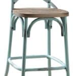 21-Inch Brown and Sky Blue Iron Bar Stool With Footrest 12 21-Inch Brown and Sky Blue Iron Bar Stool With Footrest
