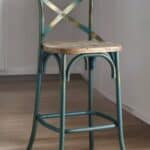 21-Inch Brown and Sky Blue Iron Bar Stool With Footrest 11 21-Inch Brown and Sky Blue Iron Bar Stool With Footrest