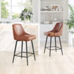 Modern Swivel Counter Stool with Faux Leather and Steel Frame 10 Modern Swivel Counter Stool with Faux Leather and Steel Frame