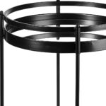 Black Metal Rolling Bar Cart With Mirror Glass Shelves
