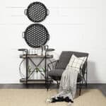 Oval Metal Bar Cart With Two Wooden Shelves and Wheels
