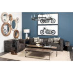Mango Wood Industrial Bench with Black Iron Base, Medium Brown