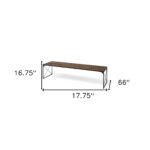 Mango Wood Industrial Bench with Black Iron Base, Medium Brown