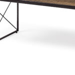 Mango Wood Industrial Bench with Black Iron Base, Medium Brown
