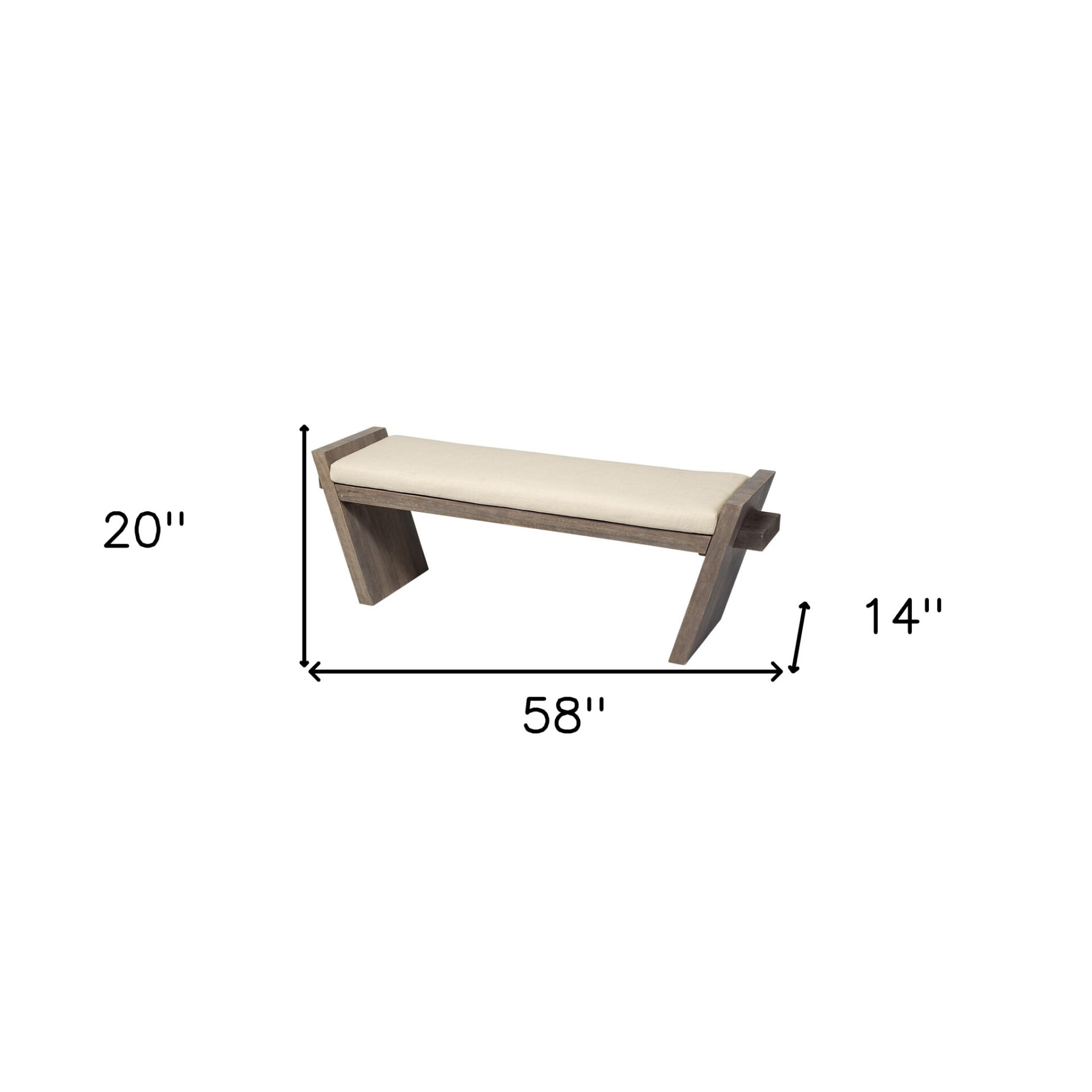14" Cream and Brown Upholstered Linen Blend Entryway Bench 7 14" Cream and Brown Upholstered Linen Blend Entryway Bench - Image 7