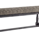 56" Black and White Trellis Upholstered Bench with Gray Base 8 56" Black and White Trellis Upholstered Bench with Gray Base