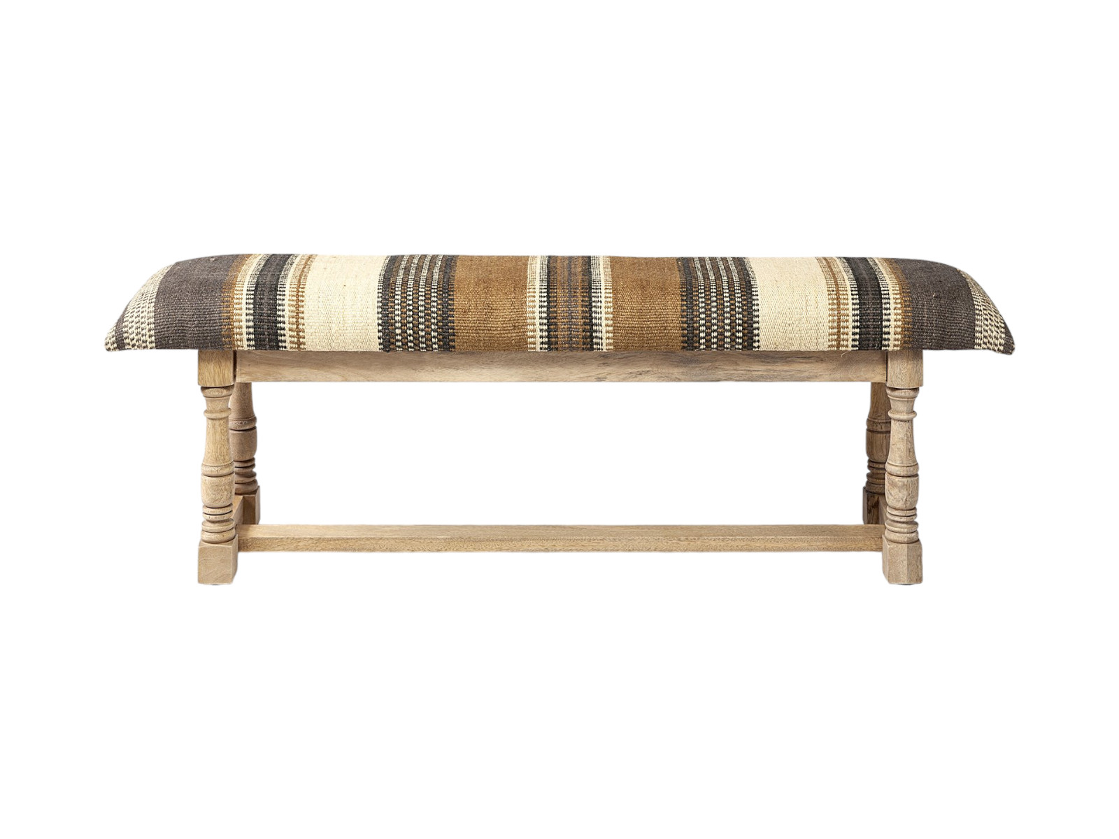 59" Beige Brown Natural Jute Striped Upholstered Entryway Bench 1 59" Beige Brown Natural Jute Striped Upholstered Entryway Bench