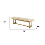 59" Beige Orange Geometric Jute Upholstered Accent Bench 10 59" Beige Orange Geometric Jute Upholstered Accent Bench