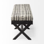 16" Gray, White, and Black Upholstered Cotton Blend Bench 8 16" Gray, White, and Black Upholstered Cotton Blend Bench