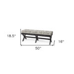 16" Gray, White, and Black Upholstered Cotton Blend Bench 10 16" Gray, White, and Black Upholstered Cotton Blend Bench