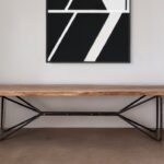 16" Brown and Black Dining Bench with Wood Top and Metal Base 7 16" Brown and Black Dining Bench with Wood Top and Metal Base